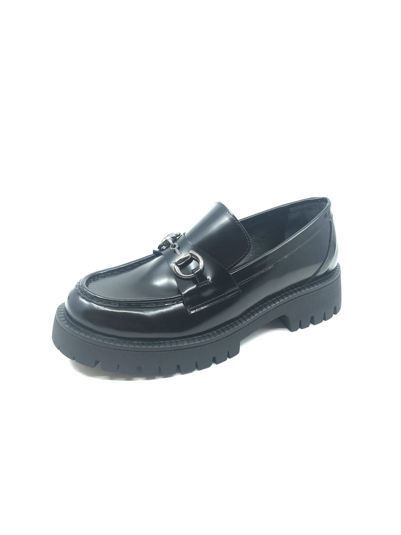 Глянцевые Кожаные Лоферы С Металлической Пряжкой