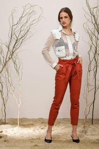 Womens High Waisted Pleated Lambskin Trousers - Quality Leather Product Manufactured By Emelda Deri Konfeksiyon Turizm Insaat Sanayi Ve Dis  Ticaret Anonim Sirketi. Contact For B2B Orders.