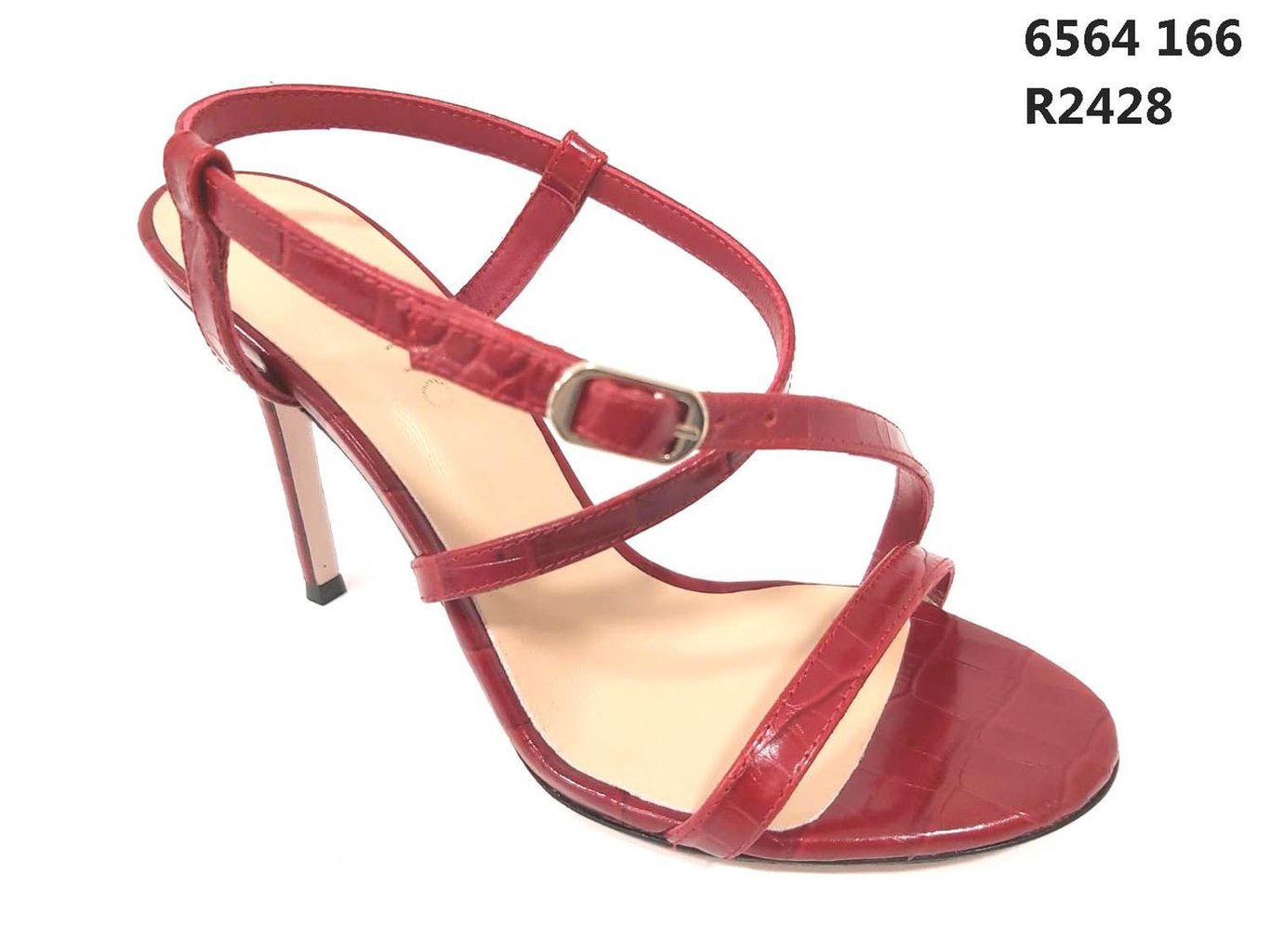 Rote Krokoprägung Fesselriemen Elegante Stiletto Sandalette - Qualitatives Lederprodukt Hergestellt Von Poletto Ayakkabicilik Sanayi̇ Ve Diş Ti̇caret Anoni̇m Şi̇rketi̇. Kontakt Für B2B-Bestellungen.