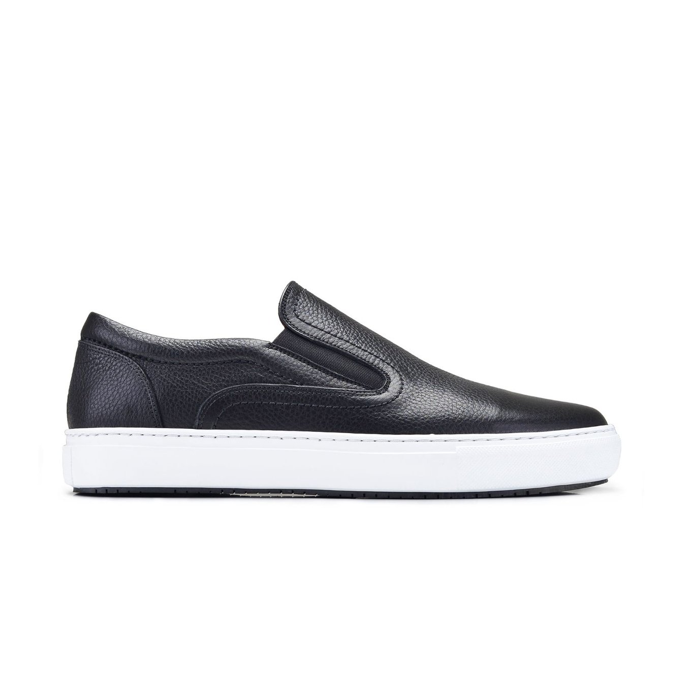 Elegant Black Pebbled Leather Platform Sneaker - Quality Leather Product Manufactured By Nevzat Onay Ayakkabi Ve Deri Mam San Tic Ltd Sti. Contact For B2B Orders.