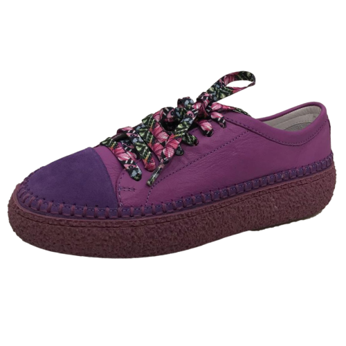 Leuchtende Lila Leder Wildleder Schnürschuhe