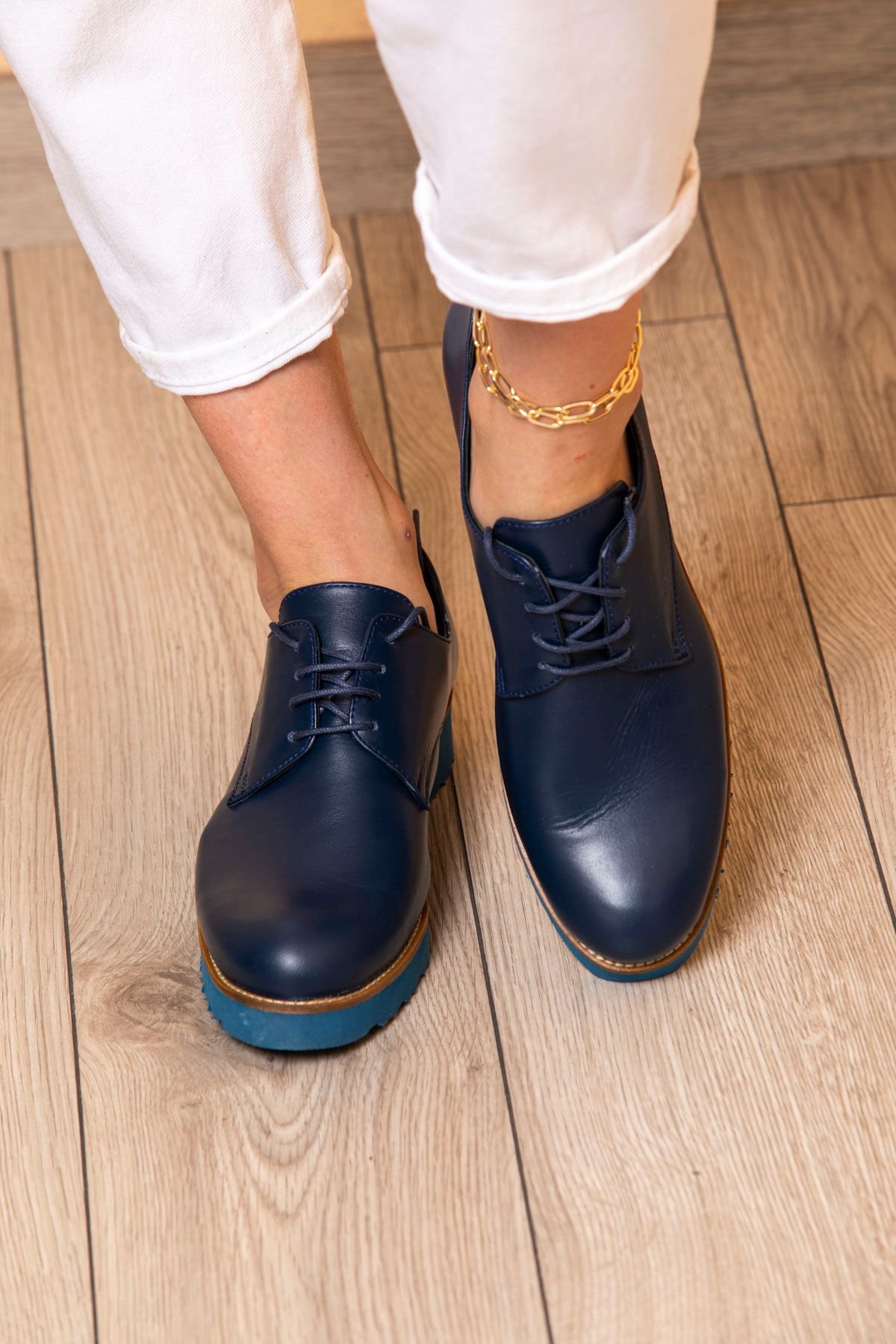 Elegant Navy Leather Oxfords Formal Navy Blue Leather Oxford Shoes for Men – HolloMen main image 3