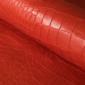 Vibrant Terracotta Crocodile Embossed Leather - Quality Leather Product Manufactured By Soydan Deri San. Tic. A.s.. Contact For B2B Orders.