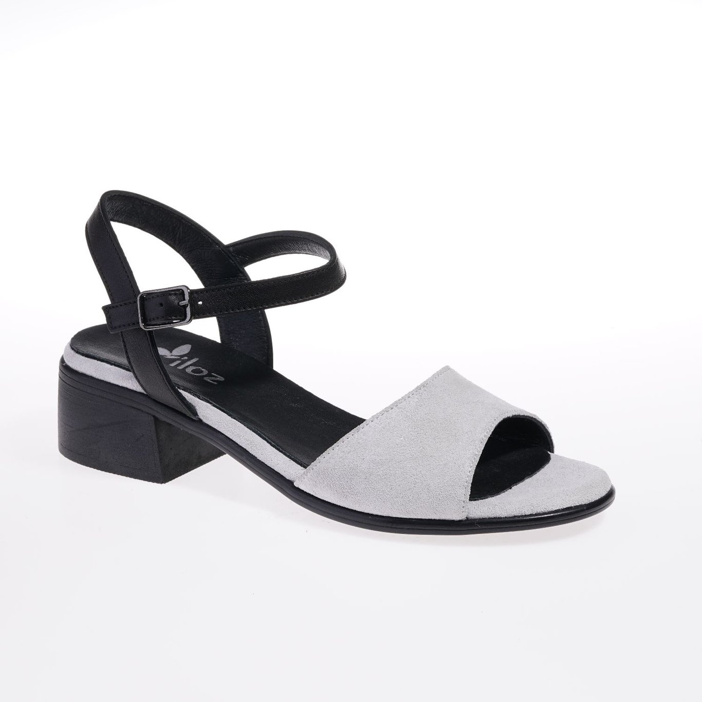 Elegant Two Tone Leather Block Heel Sandal