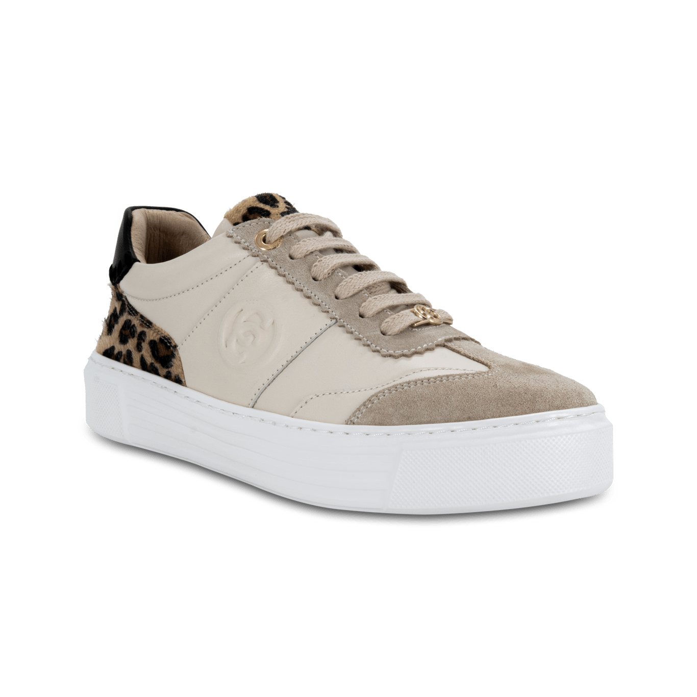 Modern Leopard Accent Leather Platform Sneaker