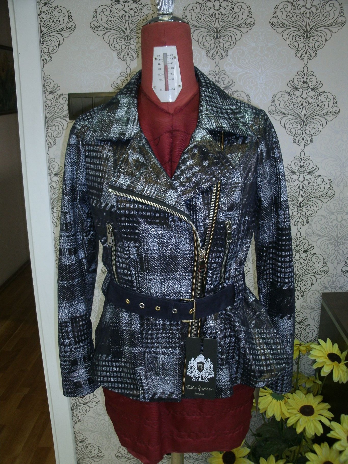 Metallic Patterned Asymmetrical Lambskin Jacket - Quality Leather Product Manufactured By Akıcı Deri Konfeksiyon San. Ve Tic. Ltd. Şti.. Contact For B2B Orders.