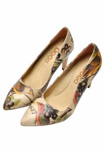 Artistic Bird Grape Print Pointed Toe Pumps - Quality Leather Product Manufactured By Dogo Tasarım Sanayi Ve Ticaret A.ş.. Contact For B2B Orders.