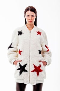 Women Shearling Star Pattern Bomber Jacket - Quality Leather Product Manufactured By Süed Mod Deri̇ci̇li̇k San Ve Ti̇c Ltd. Şti̇.. Contact For B2B Orders.