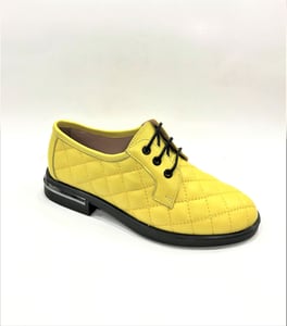 Vibrant Yellow Quilted Leather Babette Flats - Quality Leather Product Manufactured By Azra Ayakkabı. Contact For B2B Orders.