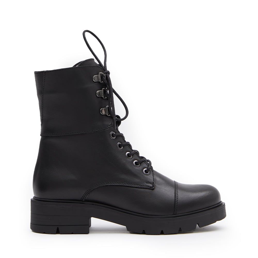 Diana Black Lace-Up Boots