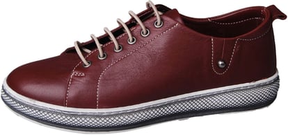 Damen Bordeauxrote Ledersneaker Mit Kontrastnähten Und Muster - Qualitatives Lederprodukt Hergestellt Von Nebi̇ Endi̇can Gi̇yi̇m Sanayi̇ Ve Ti̇caret Ltd. Şti̇.. Kontakt Für B2B-Bestellungen.