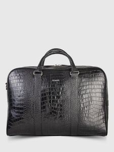Elegant Black Crocodile Embossed Leather Duffel Bag - Quality Leather Product Manufactured By Öz Özler Deri Mam.day.tük. Mall.san. Ve Tic. Ltd.şti̇. Contact For B2B Orders.