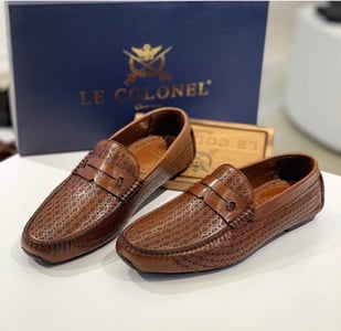 Men's Brown Embossed Diamond Pattern Leather Moccasin - Quality Leather Product Manufactured By Deva Ayakkabi San Ve Tic Ltd Sti. Contact For B2B Orders.