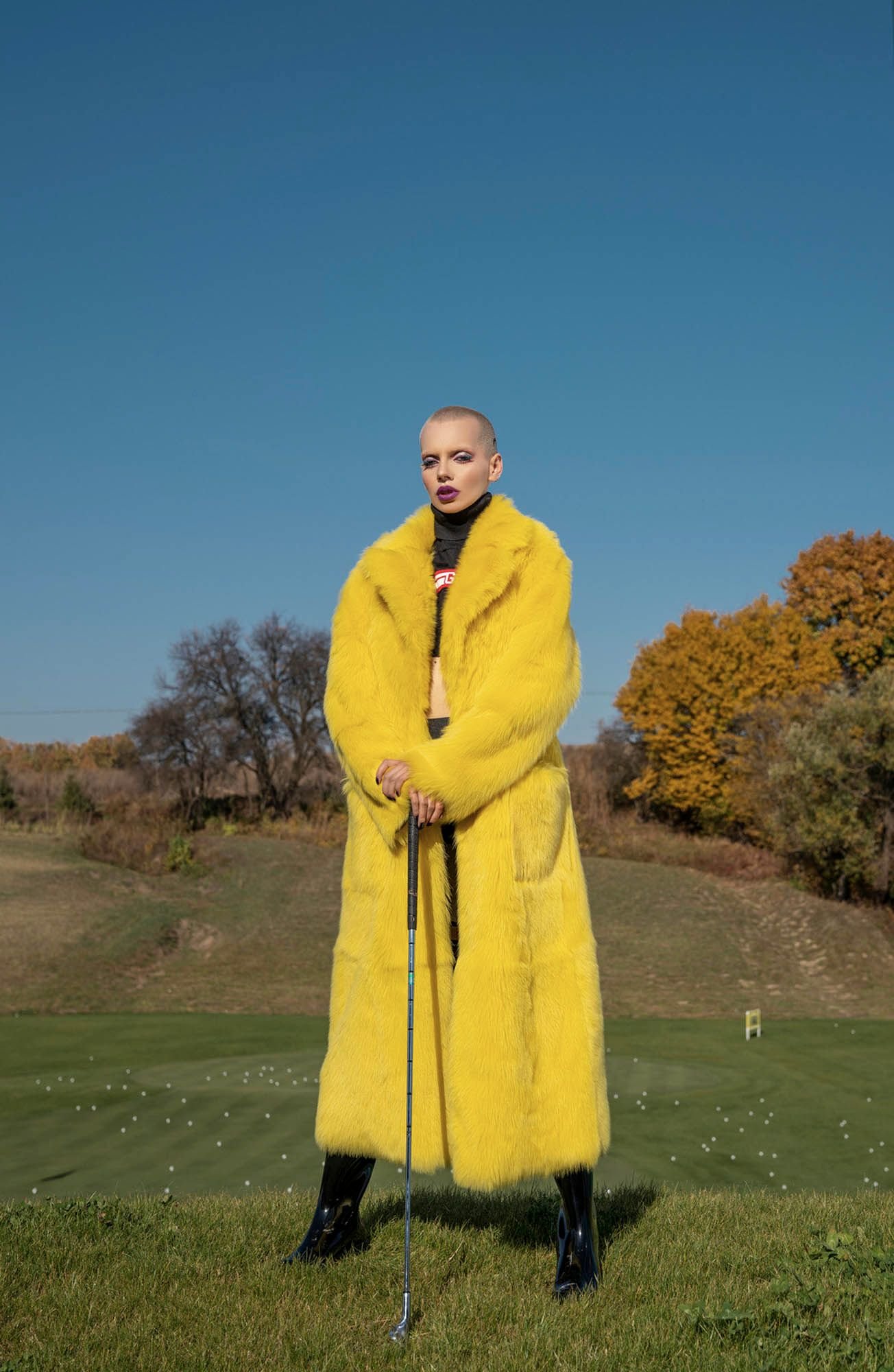 Daring Vibrant Yellow Maxi Faux Fur Coat - Quality Leather Product Manufactured By Vlasta Kopylova Kurk Deri San. Ve Tic. A.s.. Contact For B2B Orders.