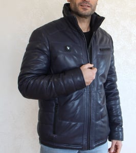 Men's Quilted Leather Coat Modern Design - Quality Leather Product Manufactured By Dersan Deri Sanayi Ve Ticaret Limited Şirketi. Contact For B2B Orders.