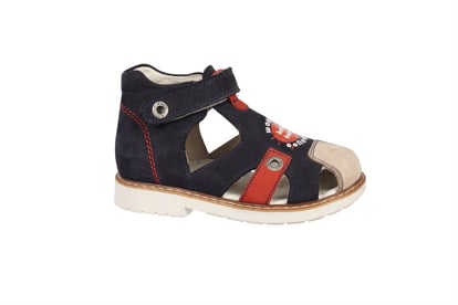 Marine Rot Leder Kinder Sandalen Spielerisches Design - Qualitatives Lederprodukt Hergestellt Von Özdemir Ortopedik Çocuk Ayakkabıları San. Ve Tic. Ltd. Şti.. Kontakt Für B2B-Bestellungen.