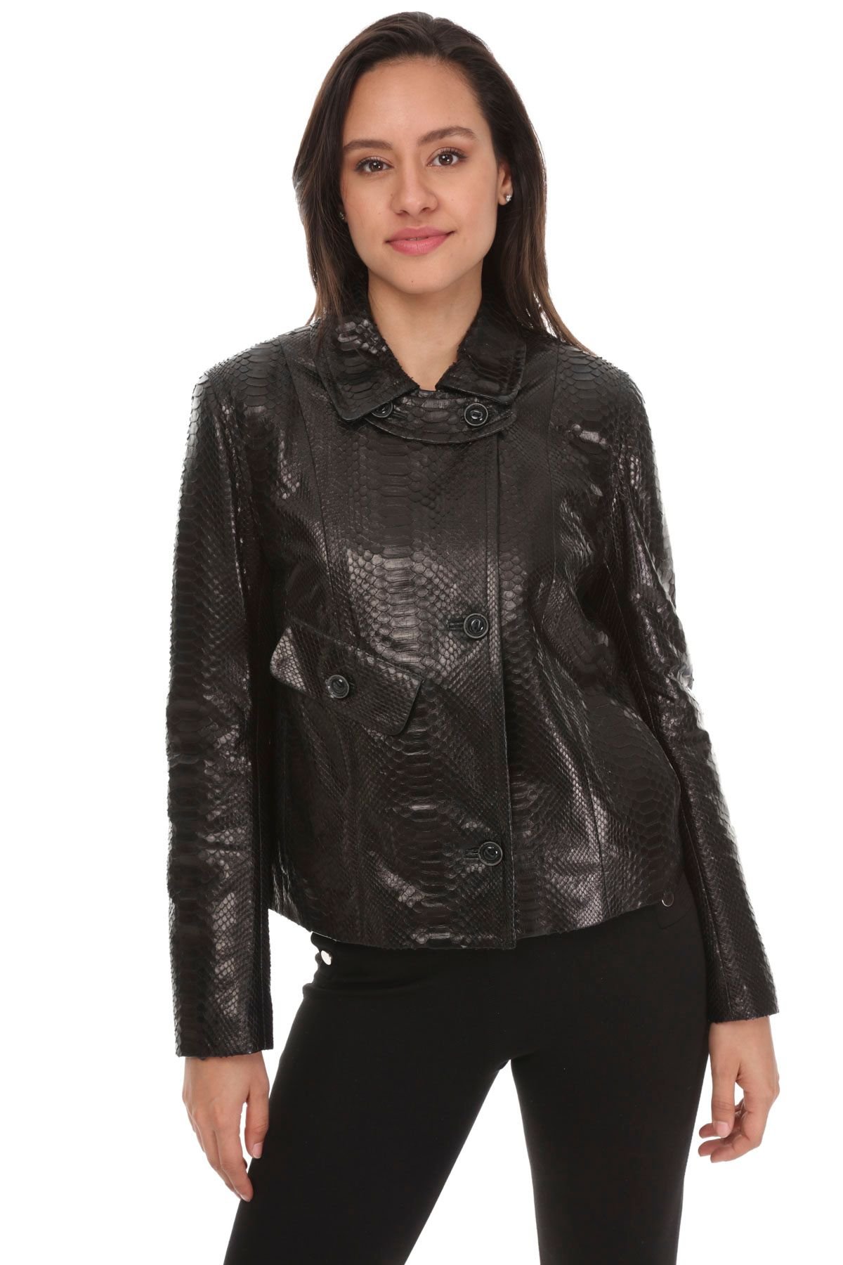 Women's Black Python Skin Statement Jacket