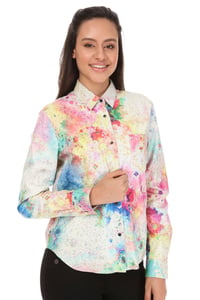 Womens Vibrant Leather Art Print Shirt - Quality Leather Product Manufactured By Tess Dis Tic.ltd.sti. Contact For B2B Orders.