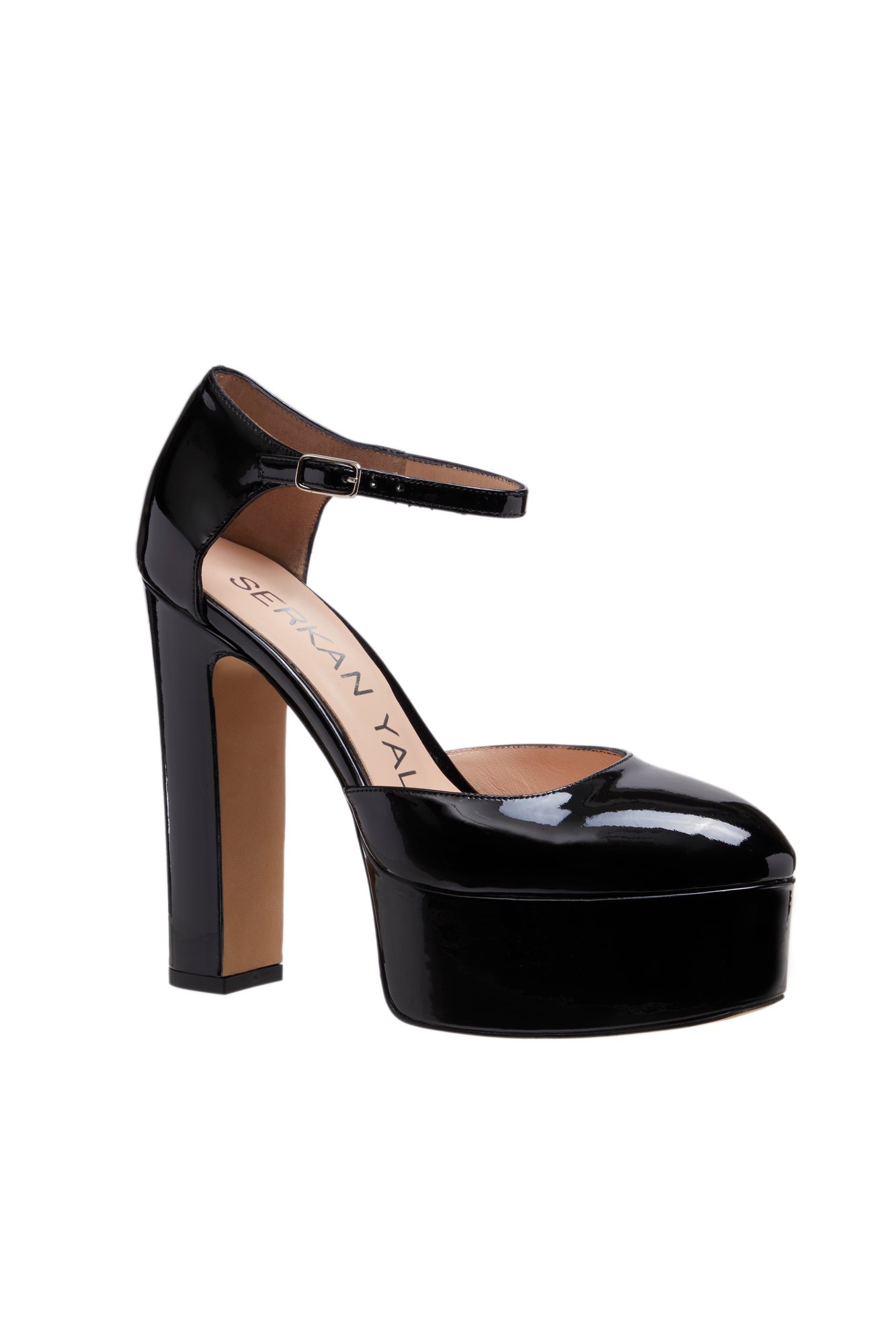 Glossy Patent Leather Ankle Strap Platform
