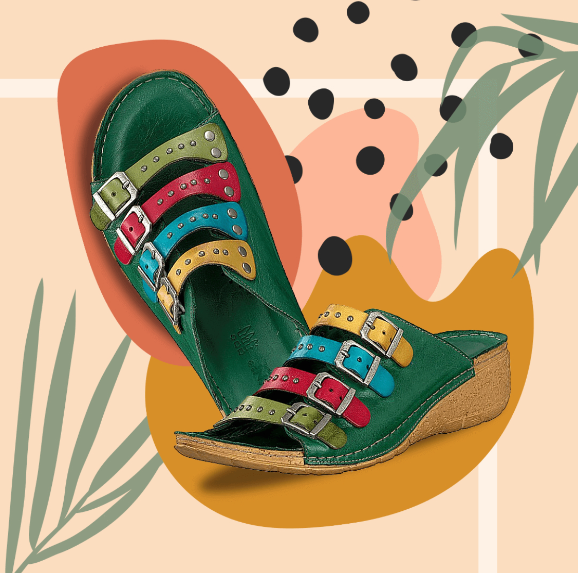 Einzigartige Mehrfarbige Elastik Riemen Pantoletten