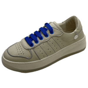 Cream Pebbled Leather Royal Blue Lace Sneakers - Quality Leather Product Manufactured By Mammamia İç Ve Dış Ticaret A.ş.. Contact For B2B Orders.