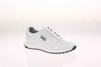 White Perforated Leather Mens Urban Lifestyle Sneakers - Quality Leather Product Manufactured By Sürerler Ayakkabi Sanayi̇ Ve Ti̇caret Ltd.şti̇. Contact For B2B Orders.