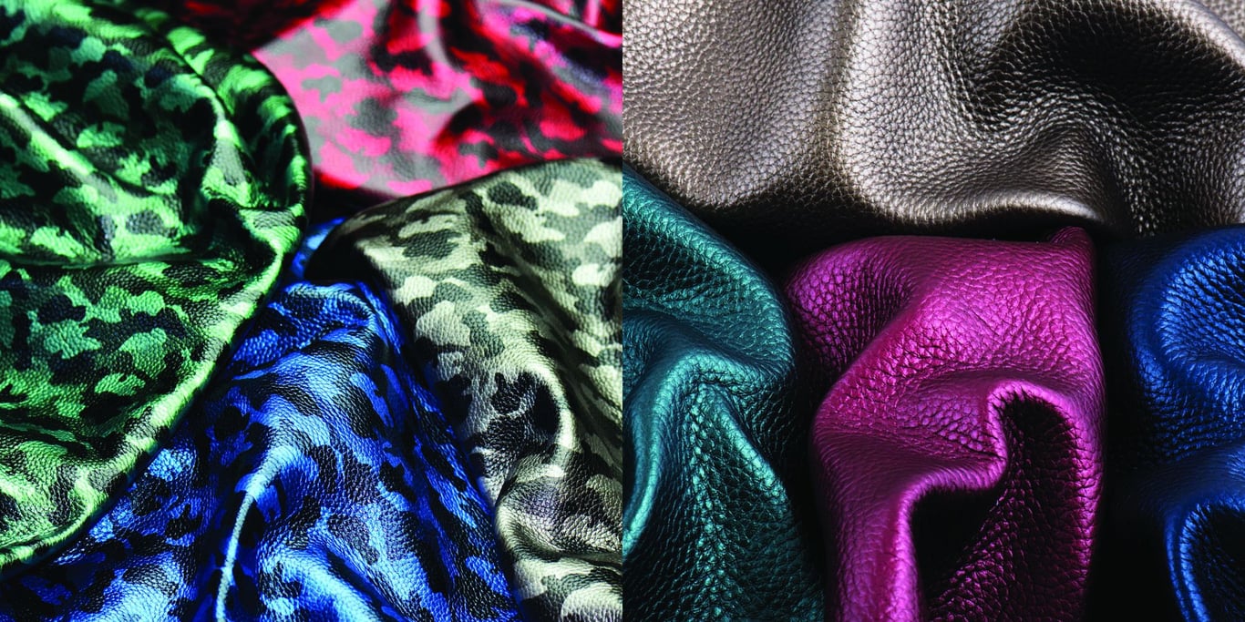 Vibrant Camouflage And Metallic Grained Leather