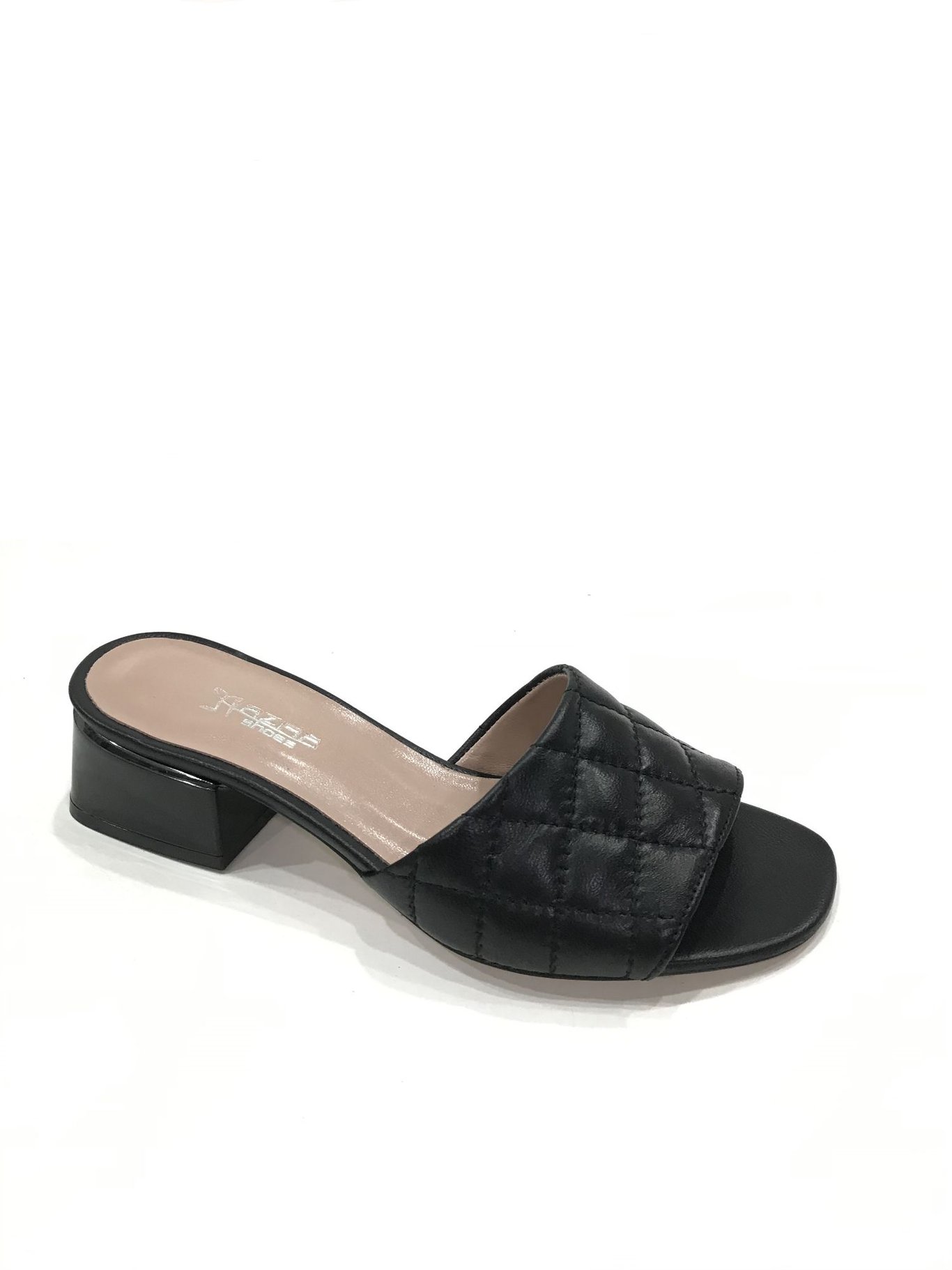 black color leather slippers