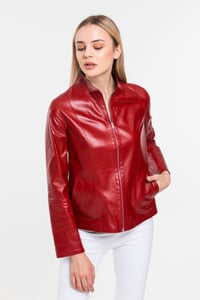 Elegant Red Genuine Leather Women Jacket - Quality Leather Product Manufactured By Afc Giyim San. Ve Tic. Ltd. Şti.. Contact For B2B Orders.
