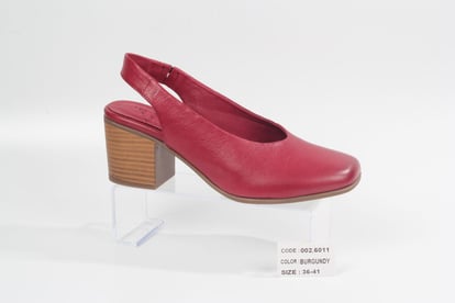 Elegant Burgundy Leather Block Heel Slingback - Quality Leather Product Manufactured By Abk Ayakkabi Tekstil San Ve Dis Tic Ltd Sti. Contact For B2B Orders.