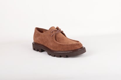 Mens Suede Leather Moc Toe Lace Up Derby Shoe - Quality Leather Product Manufactured By Ekrem Uyanik Ayakkabi Deri Urunleri Tekstil Gida Sanayi Ve Ticaret Ltd. Sti.. Contact For B2B Orders.