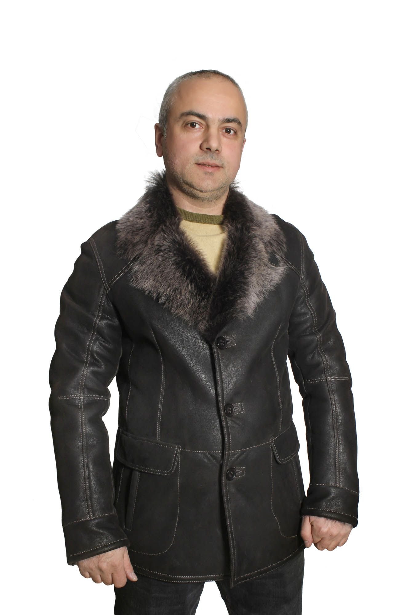 Mens Classic Suede Shearling Jacket Elegant Design - Quality Leather Product Manufactured By Derma Deri̇ Ti̇c. Ve San. Ltd. Şti̇.. Contact For B2B Orders.
