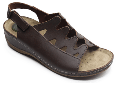 Elegant Brown Leather Women Open Toe Sandal