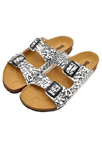 Men's Bold Graffiti Print Double Buckle Sandals - Quality Leather Product Manufactured By Dogo Tasarım Sanayi Ve Ticaret A.ş.. Contact For B2B Orders.