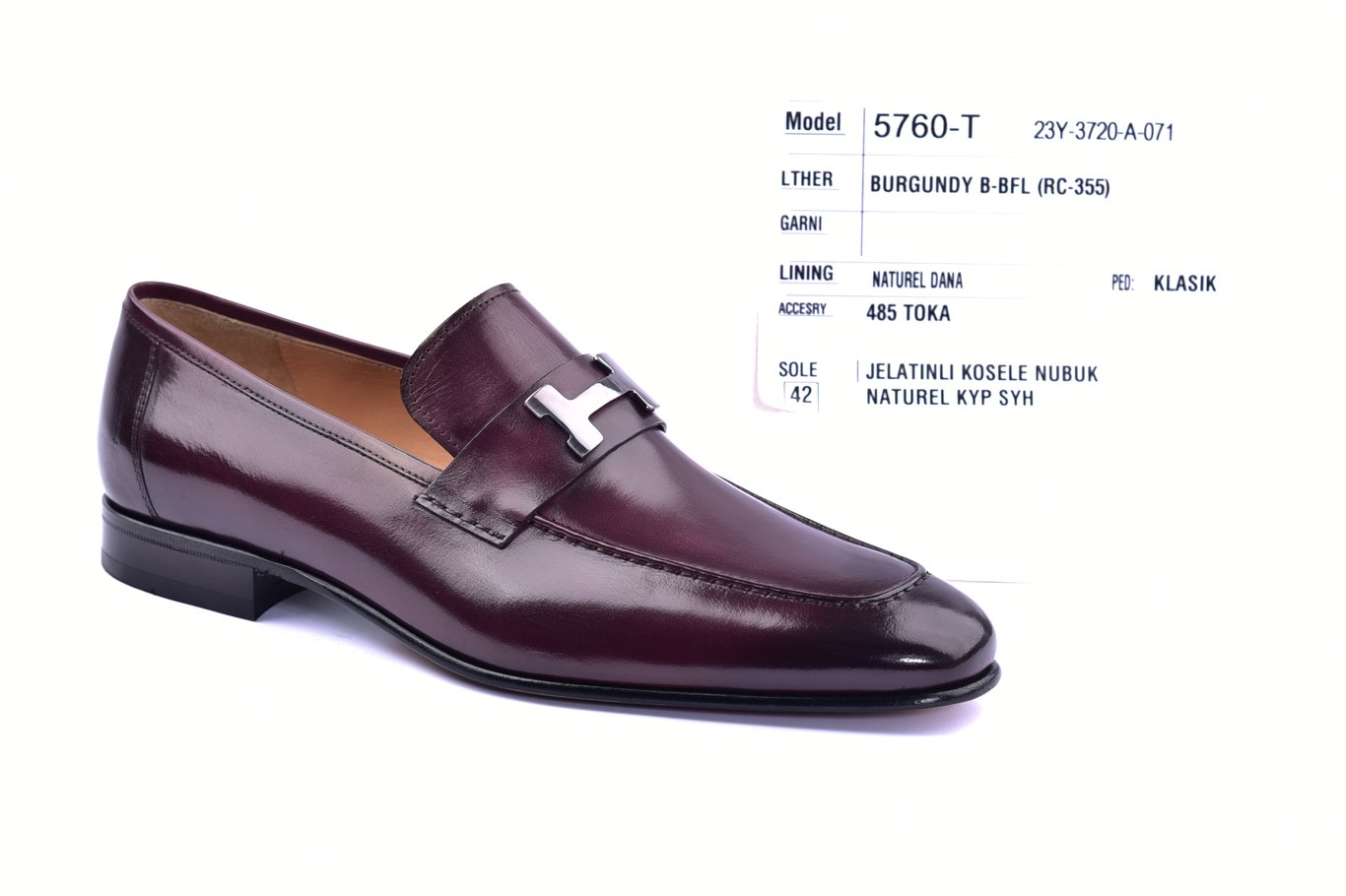 Глянцевый Бордовый Мужской Лофер С Пряжкой