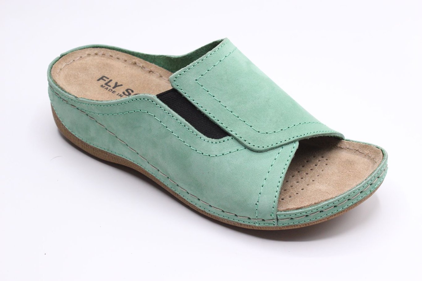 Chic Mint Green Suede Leather Open Toe Slipper - Quality Leather Product Manufactured By Berk Ayakkabi Ve Saraciye San Tic Ltd. Contact For B2B Orders.