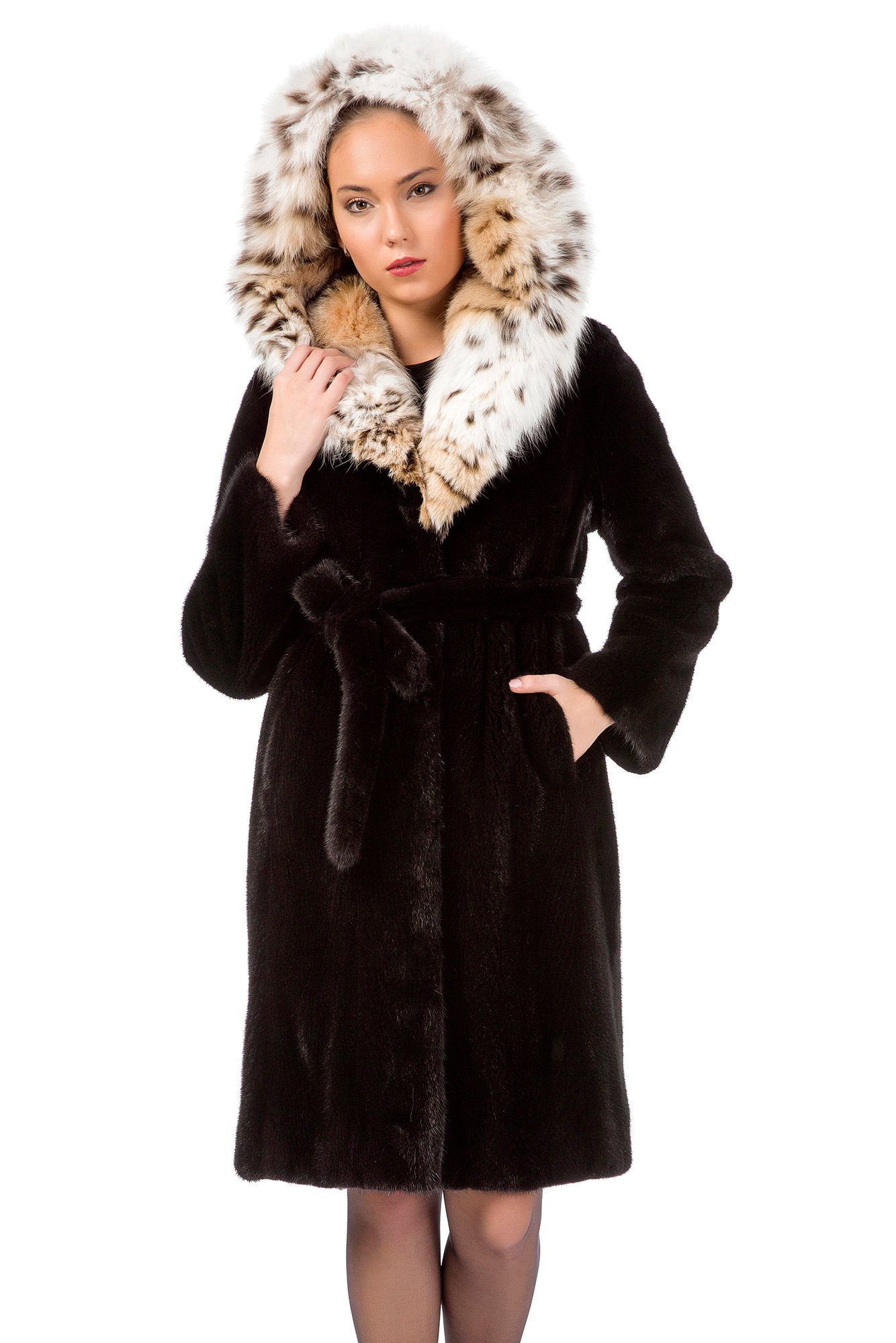 BLACK MİNK COAT LYNX HOOD