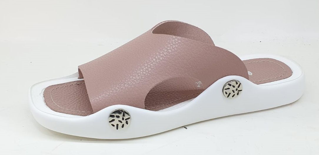 Chic Dusty Pink Leather Women's Slide Sandal