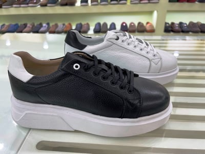 Mens Leather Platform Sneaker With Contrast Heel - Quality Leather Product Manufactured By Etor Ayakkabi Pazarlama Deri̇ San. Ti̇c. Ltd. Şti̇.. Contact For B2B Orders.