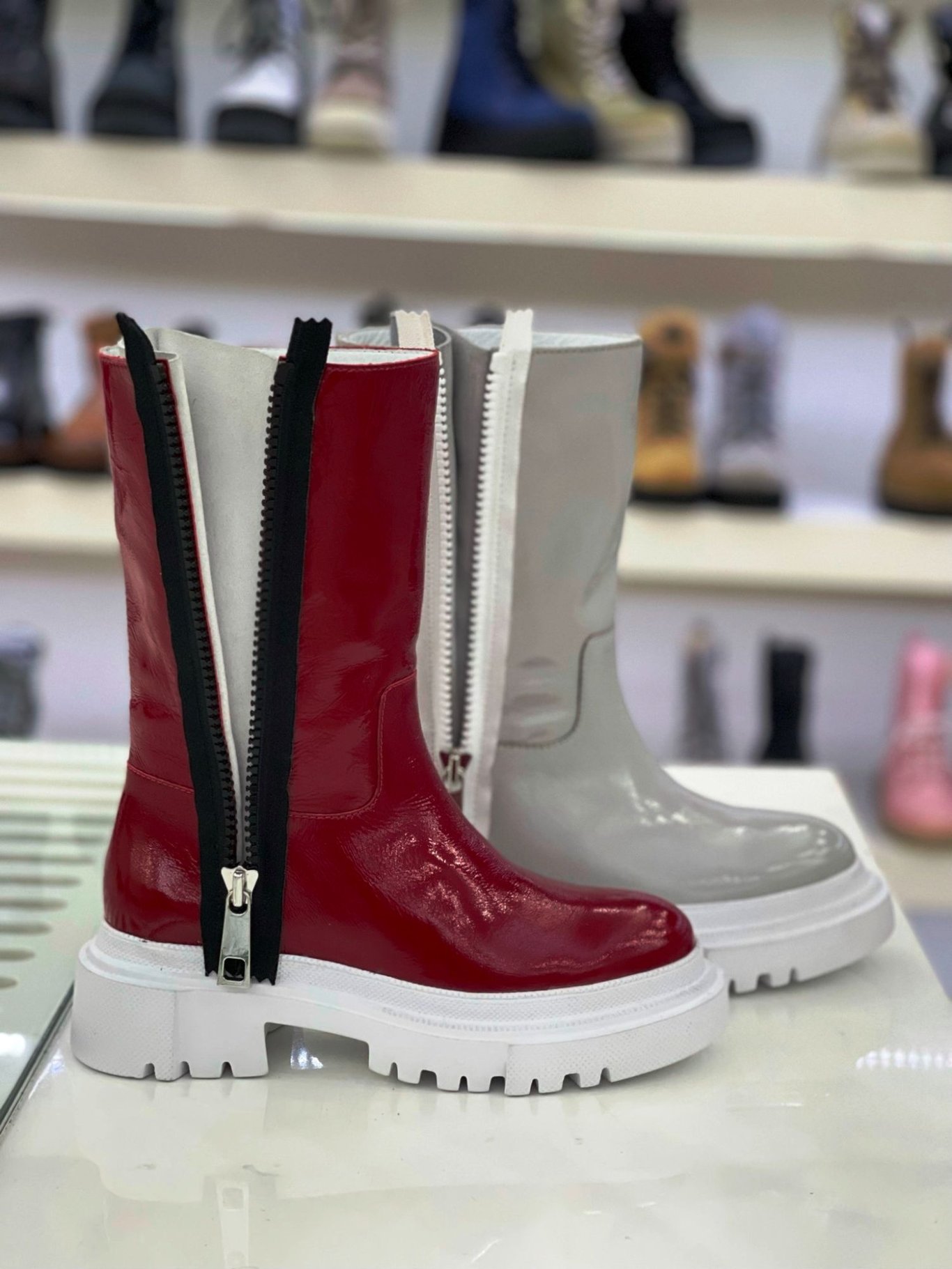 Glossy Patent Leather Chunky Sole Zipper Boot - Quality Leather Product Manufactured By Etor Ayakkabi Pazarlama Deri̇ San. Ti̇c. Ltd. Şti̇.. Contact For B2B Orders.