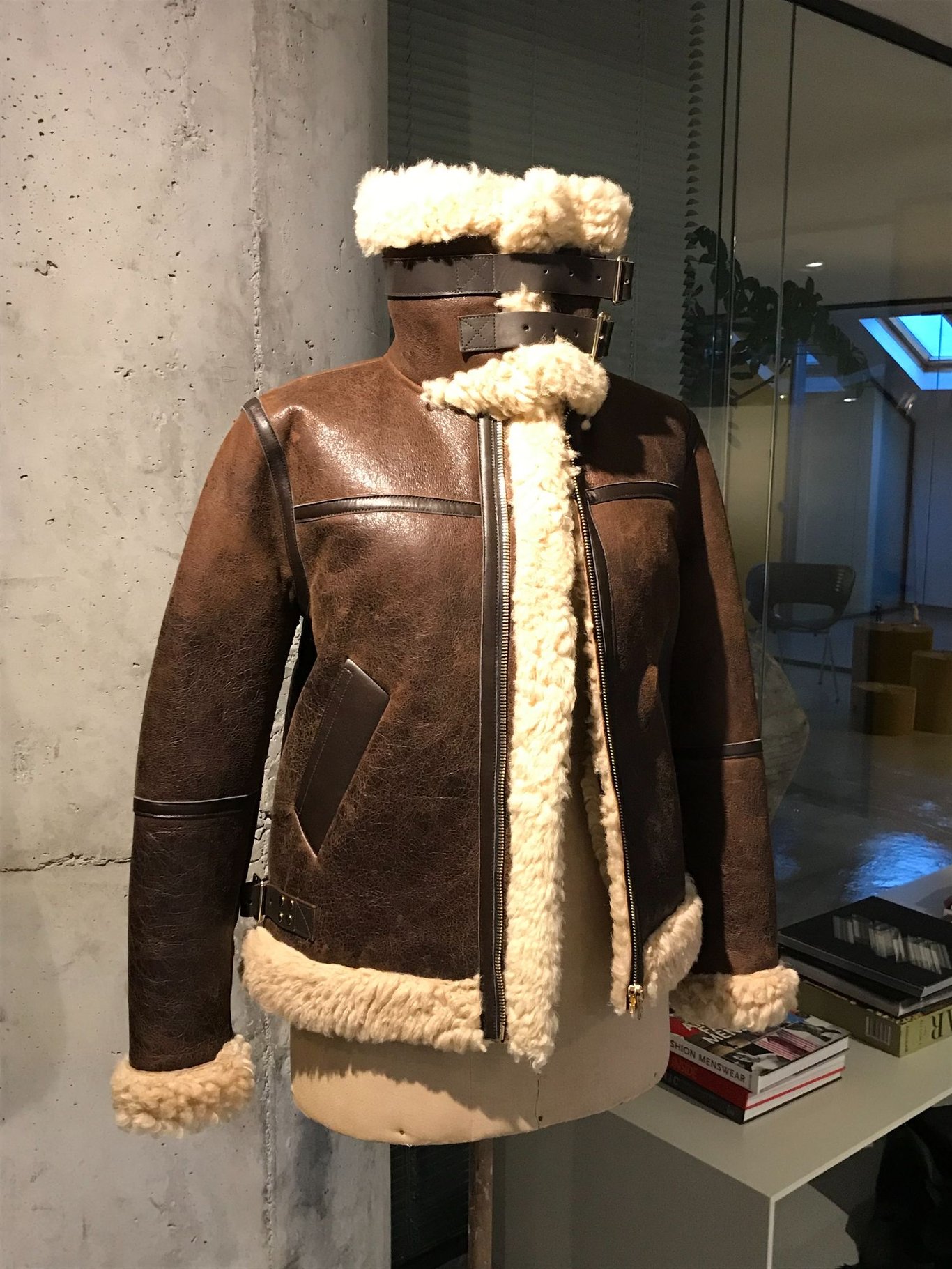 Women Shearling Jacket With Cow Leather Details