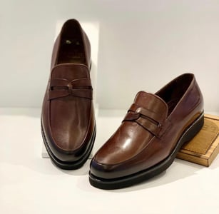 Men's Burnished Brown Leather Penny Loafers - Quality Leather Product Manufactured By Deva Ayakkabi San Ve Tic Ltd Sti. Contact For B2B Orders.
