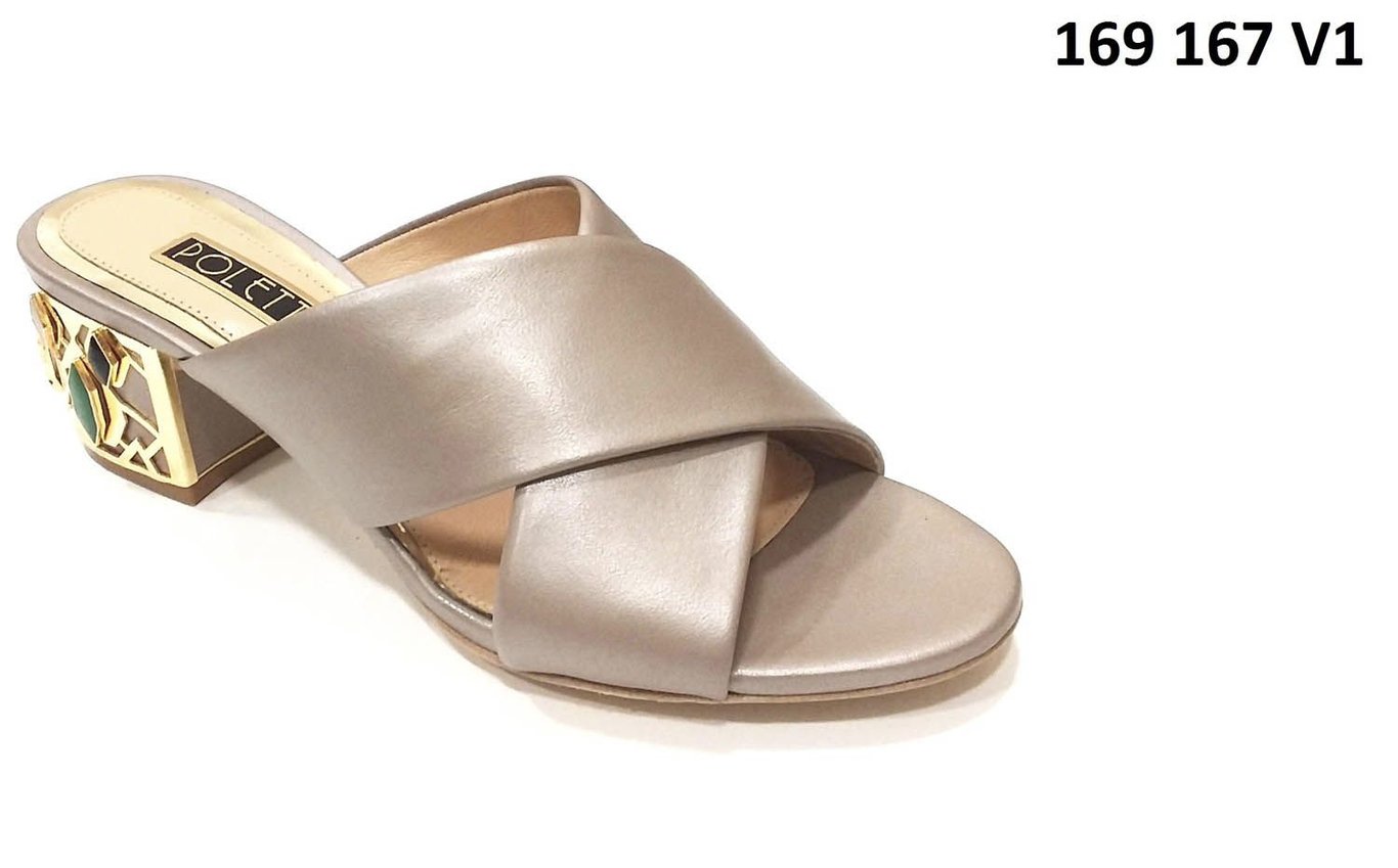 Elegant Criss Cross Leather Sandals With Ornate Gold Block Heel - Quality Leather Product Manufactured By Poletto Ayakkabicilik Sanayi̇ Ve Diş Ti̇caret Anoni̇m Şi̇rketi̇. Contact For B2B Orders.