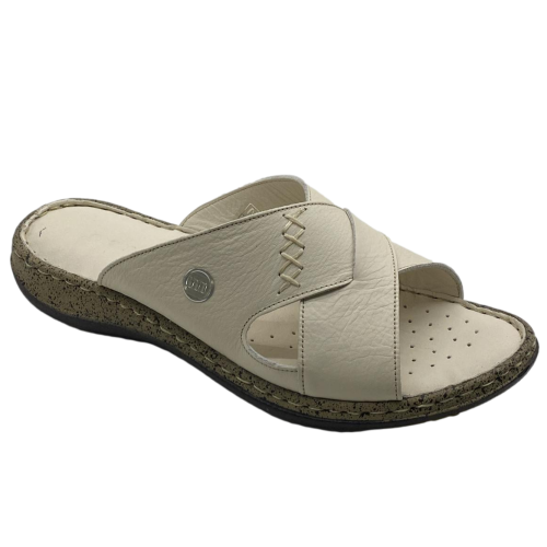 Elegante Kreuzriemen Perforierte Damen Lederslipper