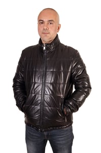 Herren Schwarze Gesteppte Lammleder Pufferjacke Modern - Qualitatives Lederprodukt Hergestellt Von Derma Deri̇ Ti̇c. Ve San. Ltd. Şti̇.. Kontakt Für B2B-Bestellungen.