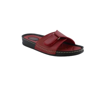 Elegant Red Leather Adjustable Women Slipper - Quality Leather Product Manufactured By Gezer Ayakkabi Deri̇ San. Ve Ti̇c. A.ş.. Contact For B2B Orders.