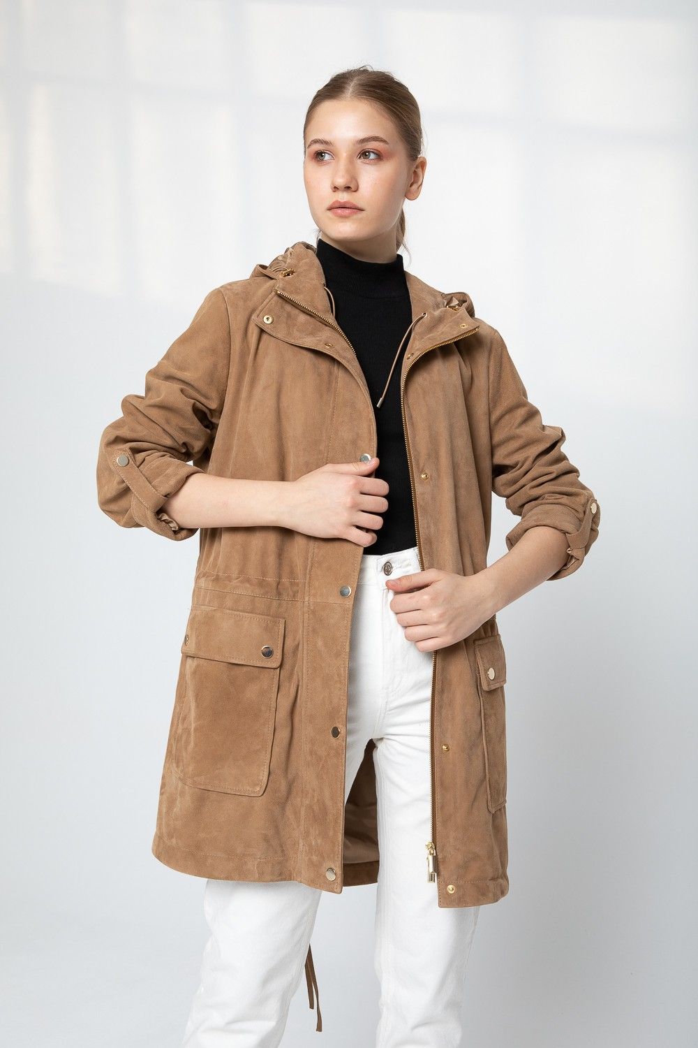 Goat Suede Skin Women Coat - Quality Leather Product Manufactured By Orjin Deri Konfeksiyon San. Ve Tic. A.s.. Contact For B2B Orders.