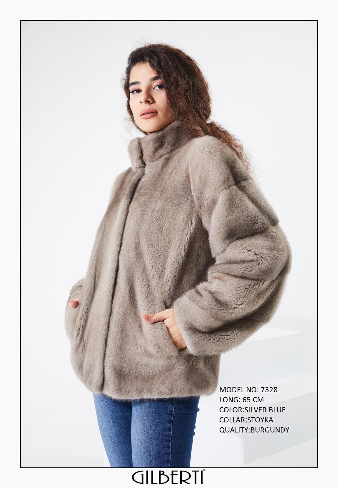 Damen Luxuriöser Silberblauer Pelzmantel Eleganz - Qualitatives Lederprodukt Hergestellt Von F.o.u.r.m.i̇.e. Deri̇ Sanayi̇ Diş Ti̇caret Ltd.şti̇.. Kontakt Für B2B-Bestellungen.