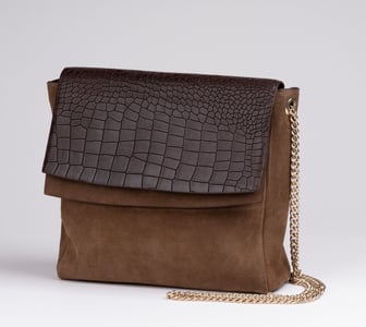 Elegant Suede Croc Embossed Leather Shoulder Bag - Quality Leather Product Manufactured By Güven Karaca Deri̇ San. Ve Ti̇c. Ltd. Şti̇.. Contact For B2B Orders.