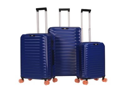 Glossy Navy Ribbed Leather Luggage Set - Quality Leather Product Manufactured By Uyar Saraciye San. Ve Tic. Ltd. Sti.. Contact For B2B Orders.